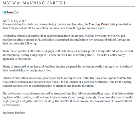 MBFWA: Manning Cartel