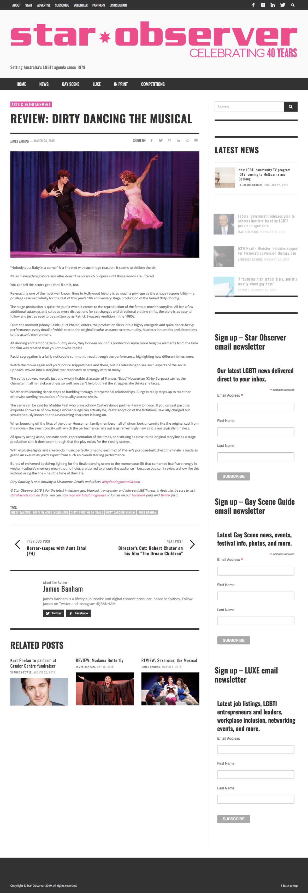 Star Observer - REVIEW_ Dirty Dancing the musical
