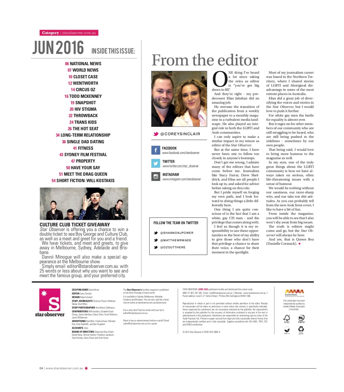 Hnnah Conda Star Observer Magazine _ June 2016 index