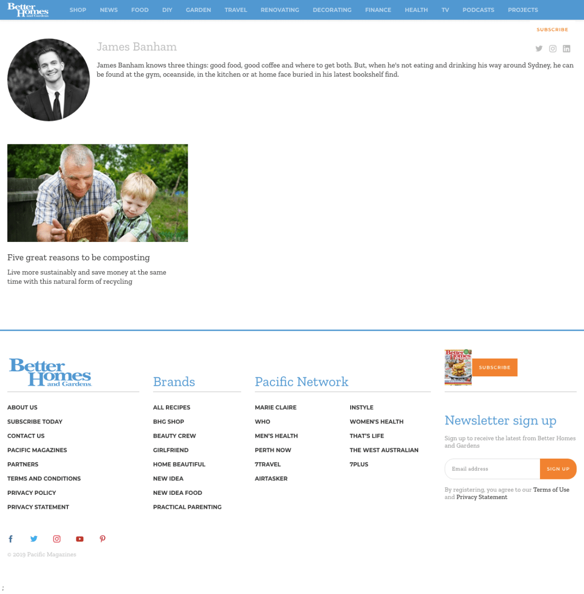 James Banham Better Homes Gardens bio