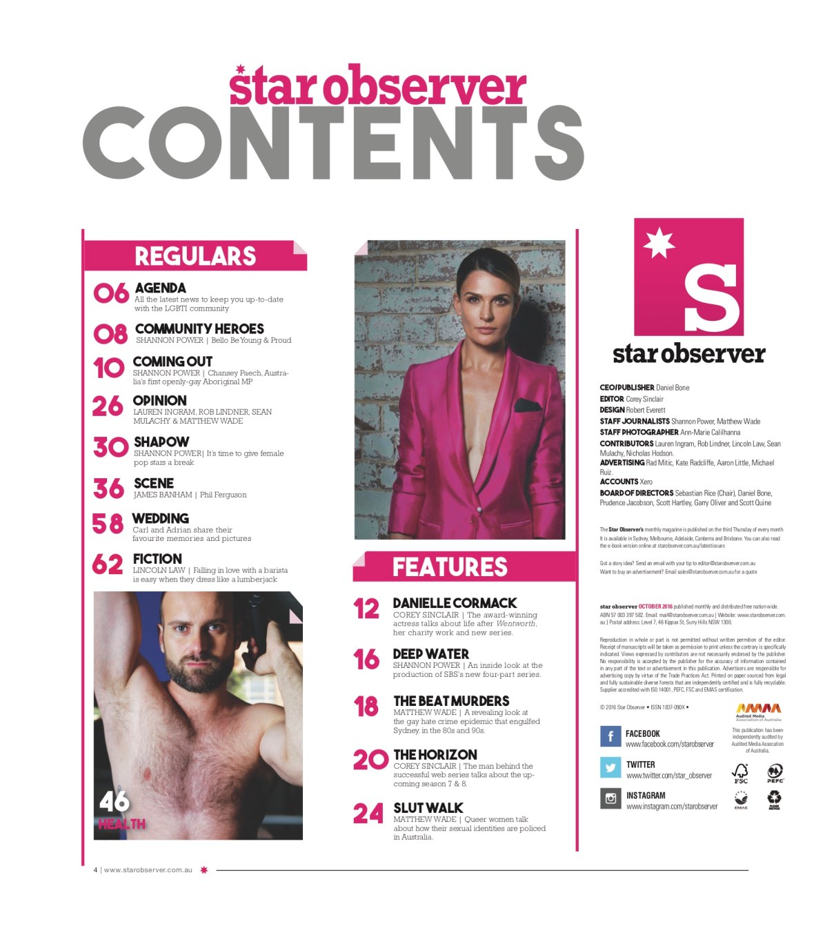 Phil knitting Star Observer Magazine _ October 2016 index