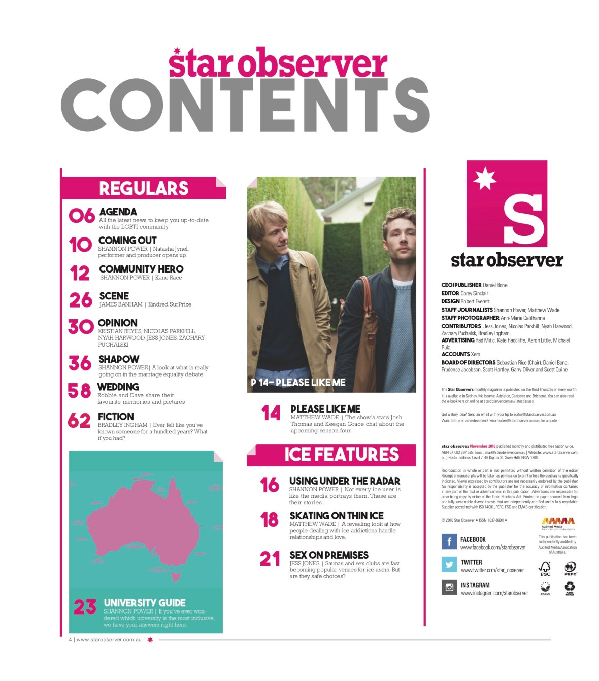 Star Observer Magazine _ November 2016 index