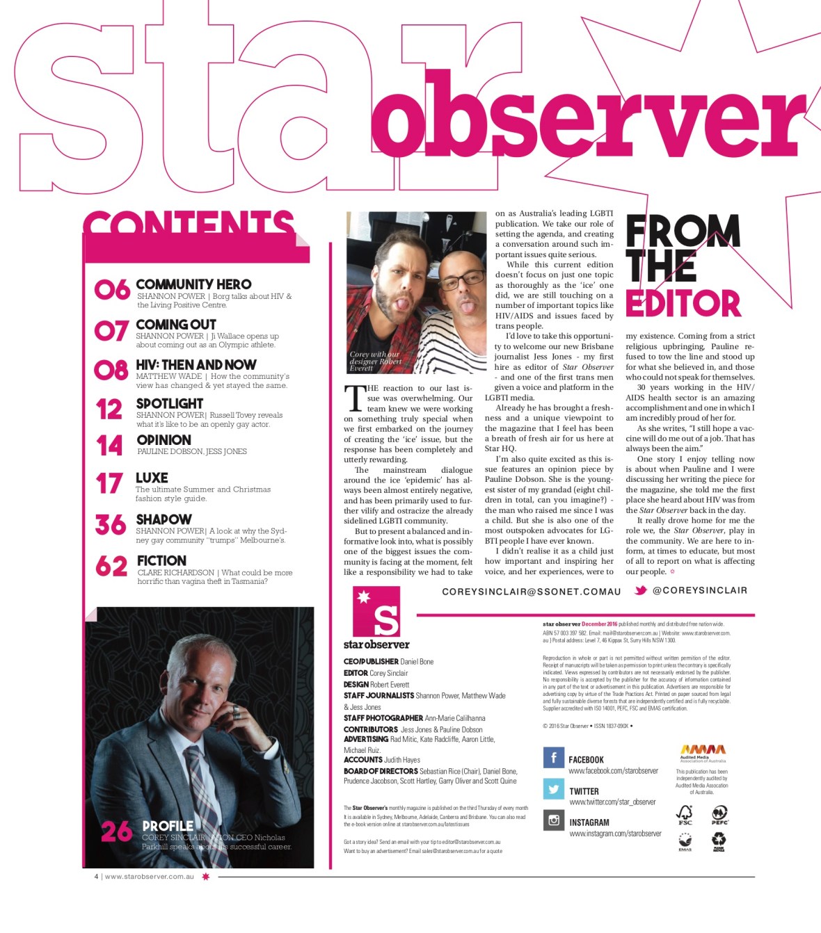 DJ Kitty Glitter Star Observer Magazine _ December 2016 index