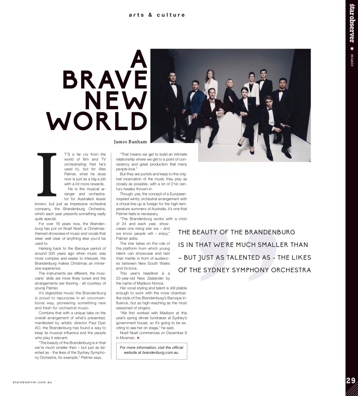 Brandenburg Orchestra Star Observer Magazine _ January 2017