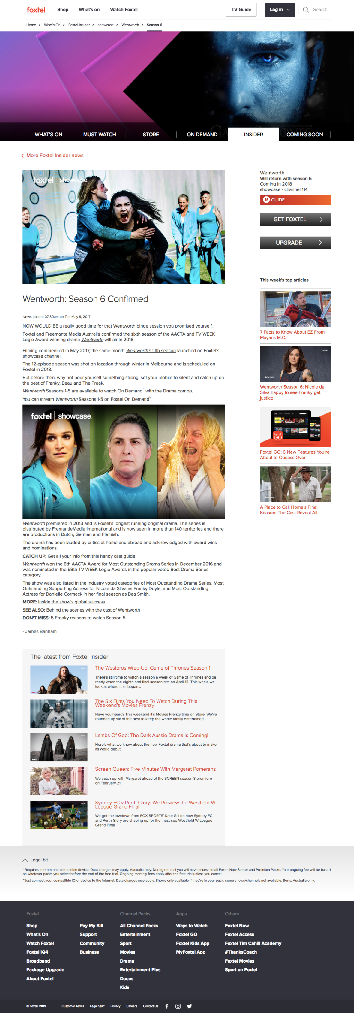 Foxtel Insider - Wentworth season 6