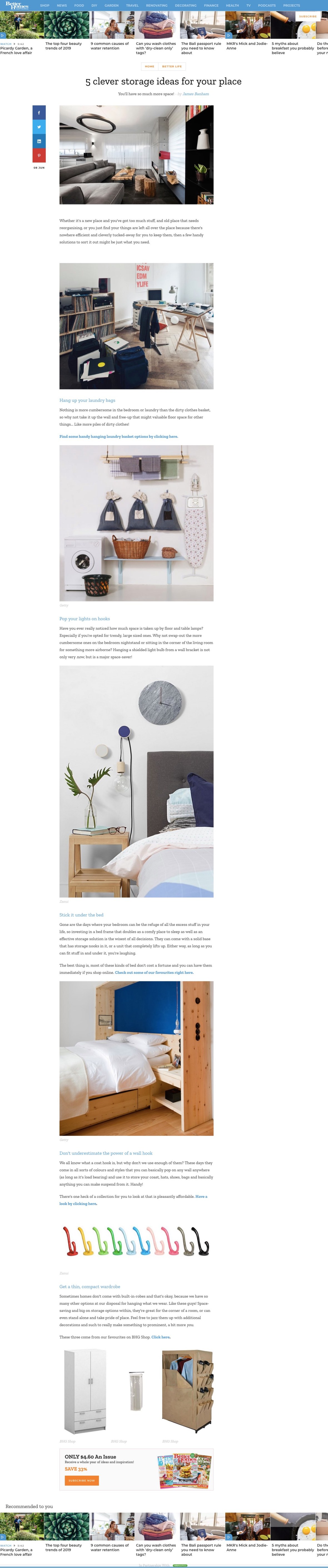 Better Homes Gardens - 5 clever storage ideas for your place - Better Homes and Gardens