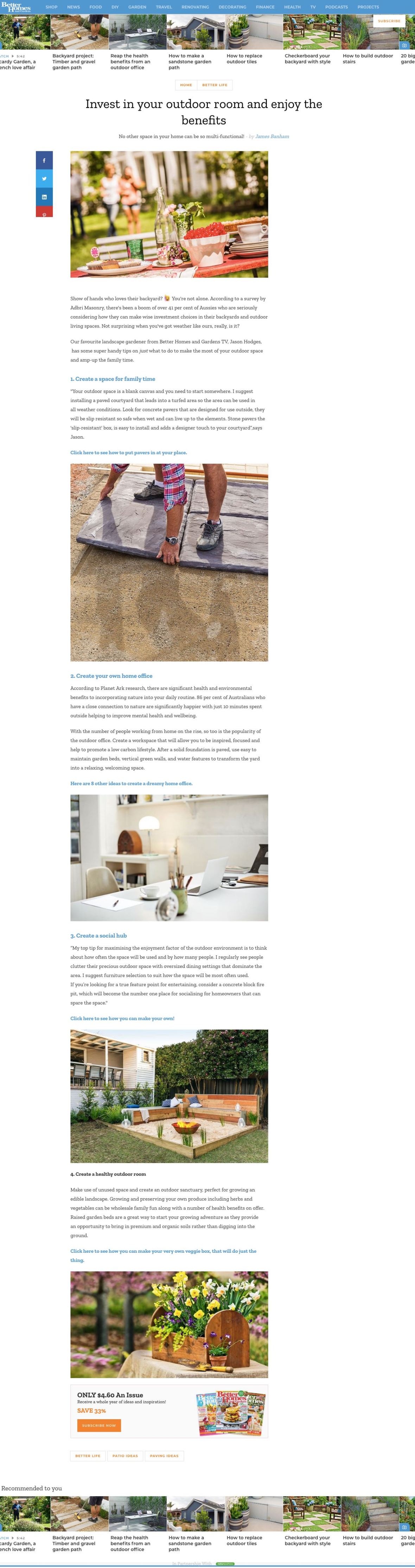 Better Homes Gardens - Invest in your outdoor room and enjoy the benefits - Better Homes