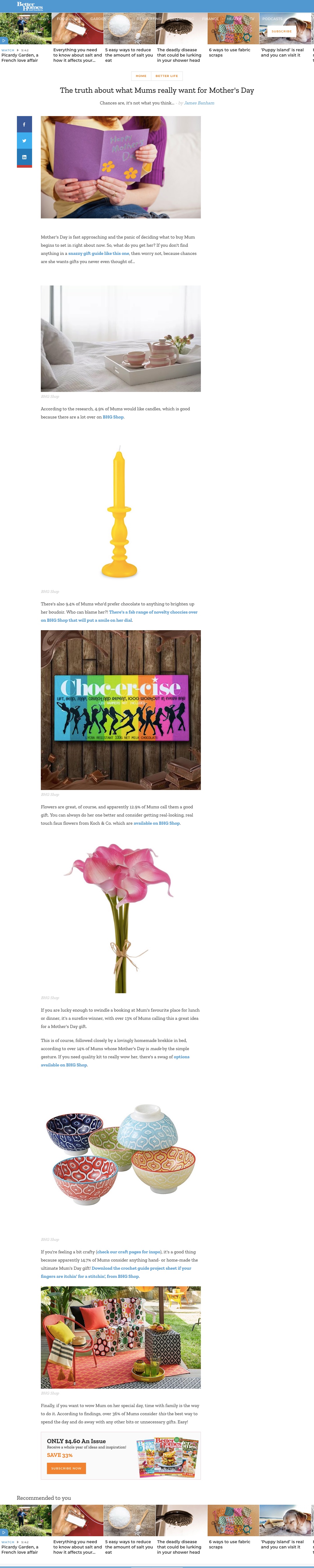 Better Homes Gardens - The truth about what Mums really want for Mother's Day - Better Homes