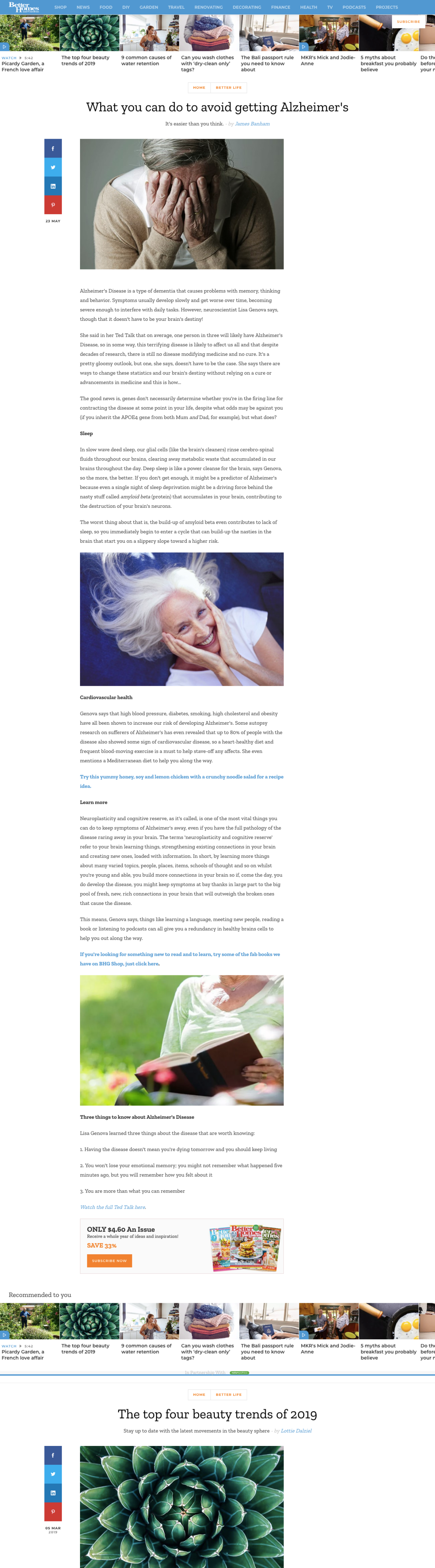 BHG - What you can do to avoid getting Alzheimer's - Better Homes and Gardens