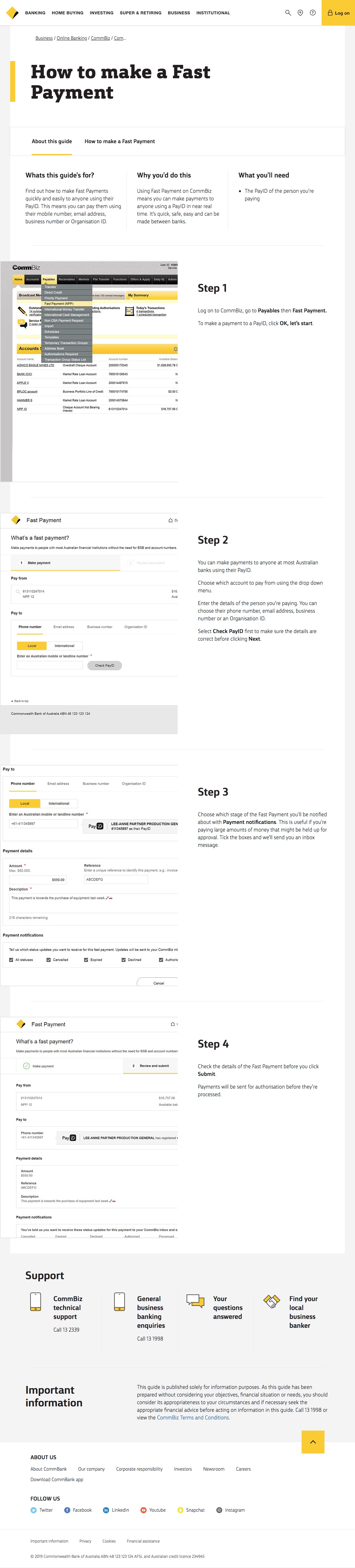 CommBiz - How to make a Fast Payment - CommBank